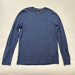 POLO Ralph Lauren Thermal Shirt Big Boys sz XL 18/20 Blue Knit Pony Long Sleeve